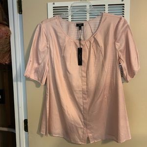 NWT Talbots light pink polka dot shirt 16w